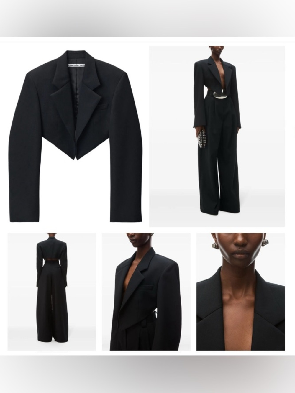 NWT Alexander Wang Cropped Wool Blazer Jacket With Pointed Hem in Black 2